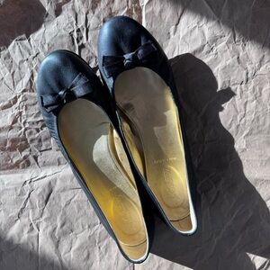 J.Crew Italian Leather Ballet Flats with Satin Bow – Made in Italy, Size 8
